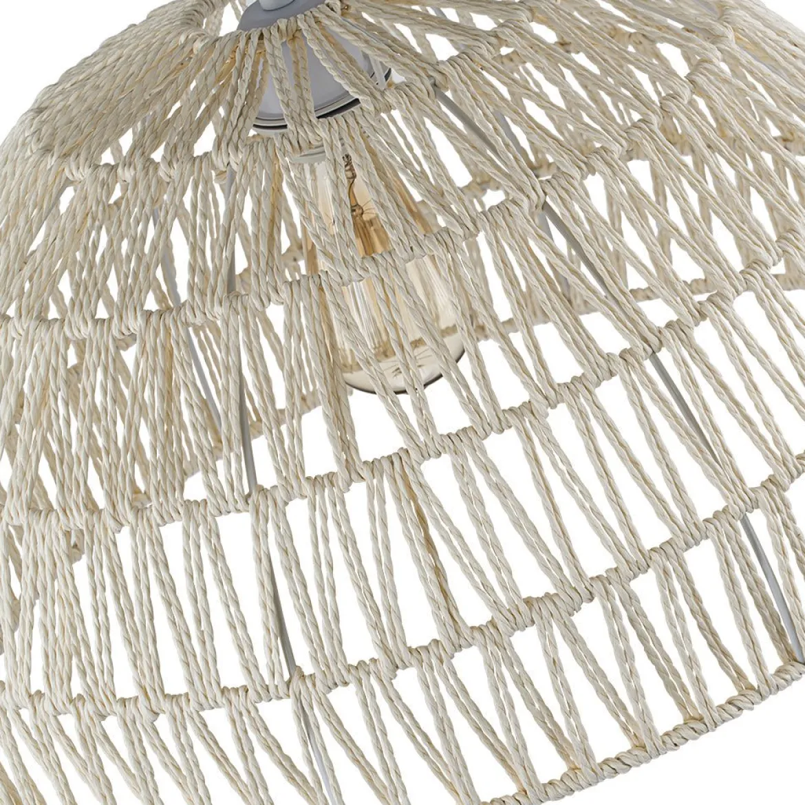 (OpenBox) 1-Light Coastal Bohemian Woven Rope Dome Pendant