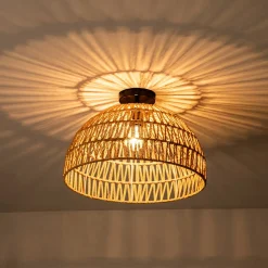 (OpenBox) 1-Light Coastal Bohemian Woven Rope Dome Pendant