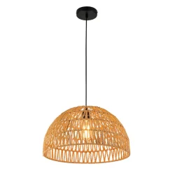(OpenBox) 1-Light Coastal Bohemian Woven Rope Dome Pendant