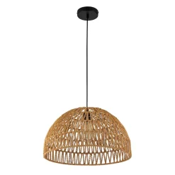 (OpenBox) 1-Light Coastal Bohemian Woven Rope Dome Pendant