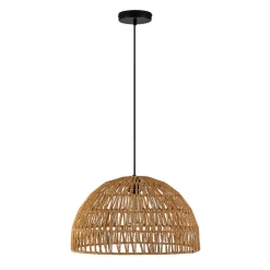 (OpenBox) 1-Light Coastal Bohemian Woven Rope Dome Pendant