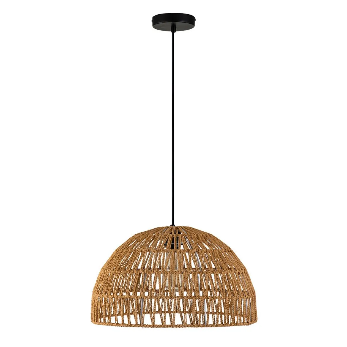 (OpenBox) 1-Light Coastal Bohemian Woven Rope Dome Pendant