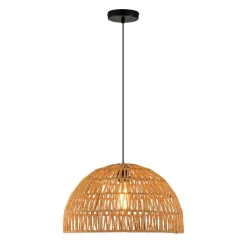(OpenBox) 1-Light Coastal Bohemian Woven Rope Dome Pendant