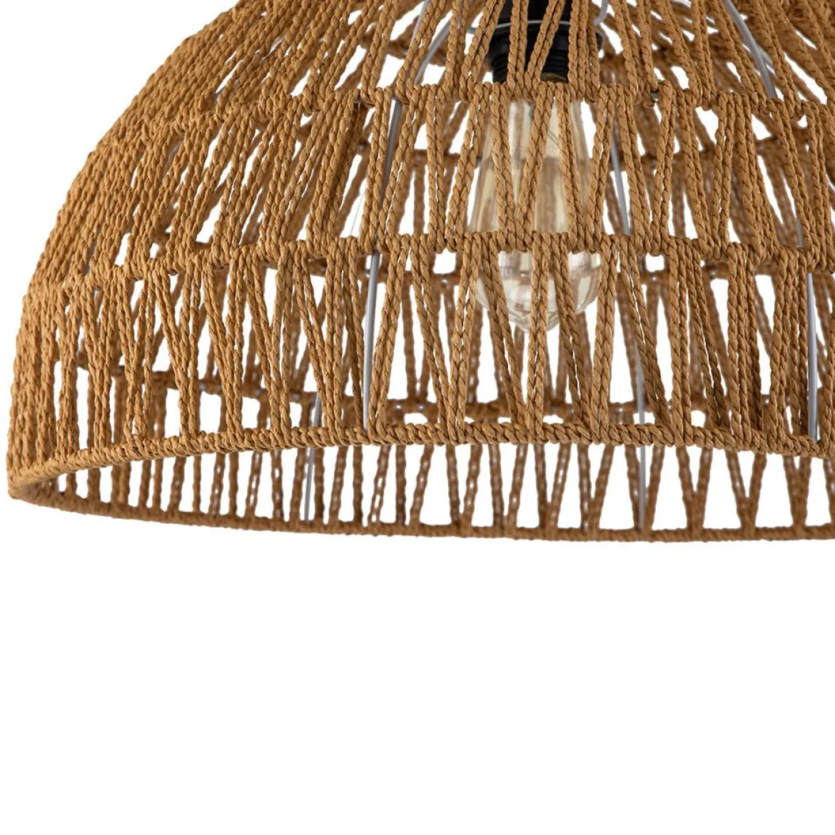 (OpenBox) 1-Light Coastal Bohemian Woven Rope Dome Pendant