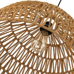 (OpenBox) 1-Light Coastal Bohemian Woven Rope Dome Pendant