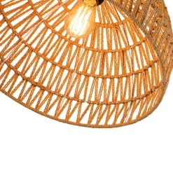 (OpenBox) 1-Light Coastal Bohemian Woven Rope Dome Pendant