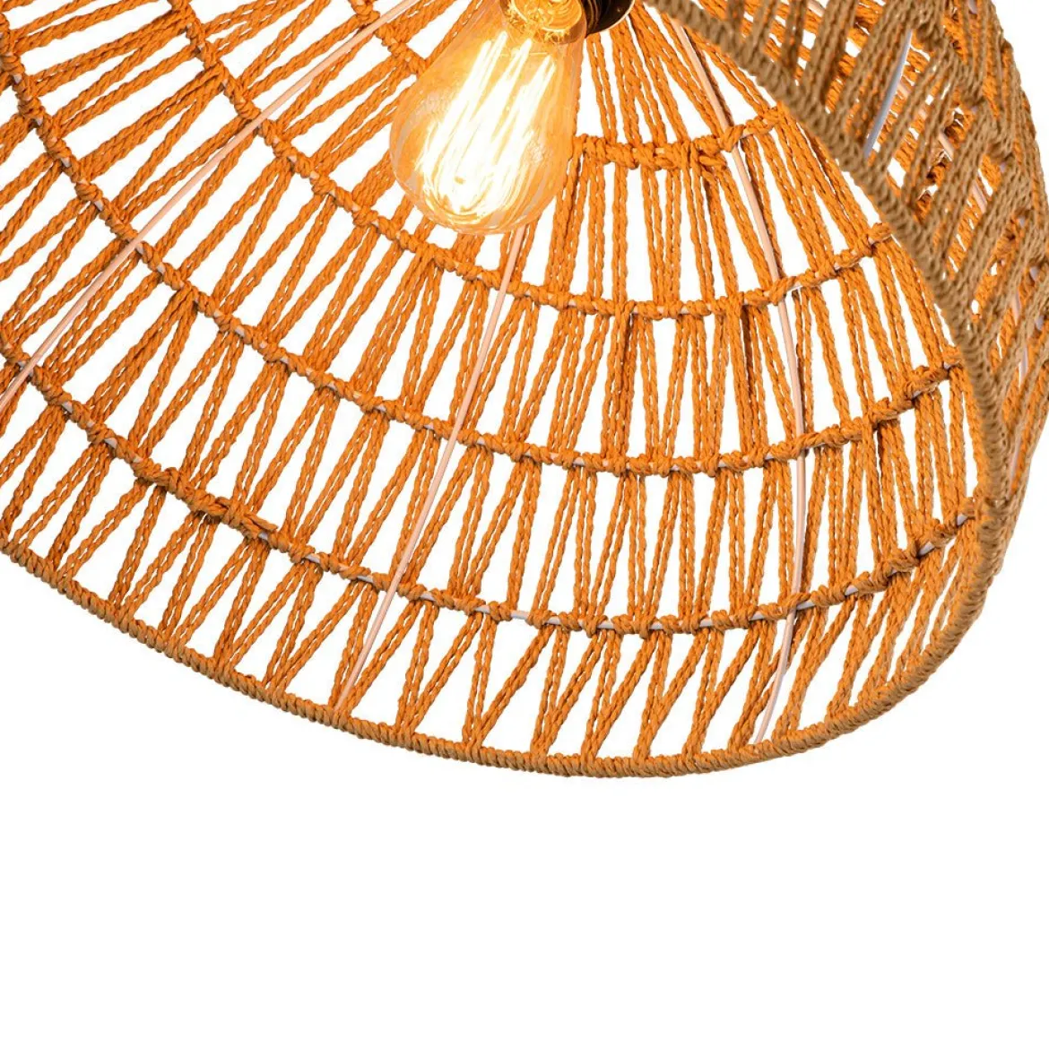 (OpenBox) 1-Light Coastal Bohemian Woven Rope Dome Pendant