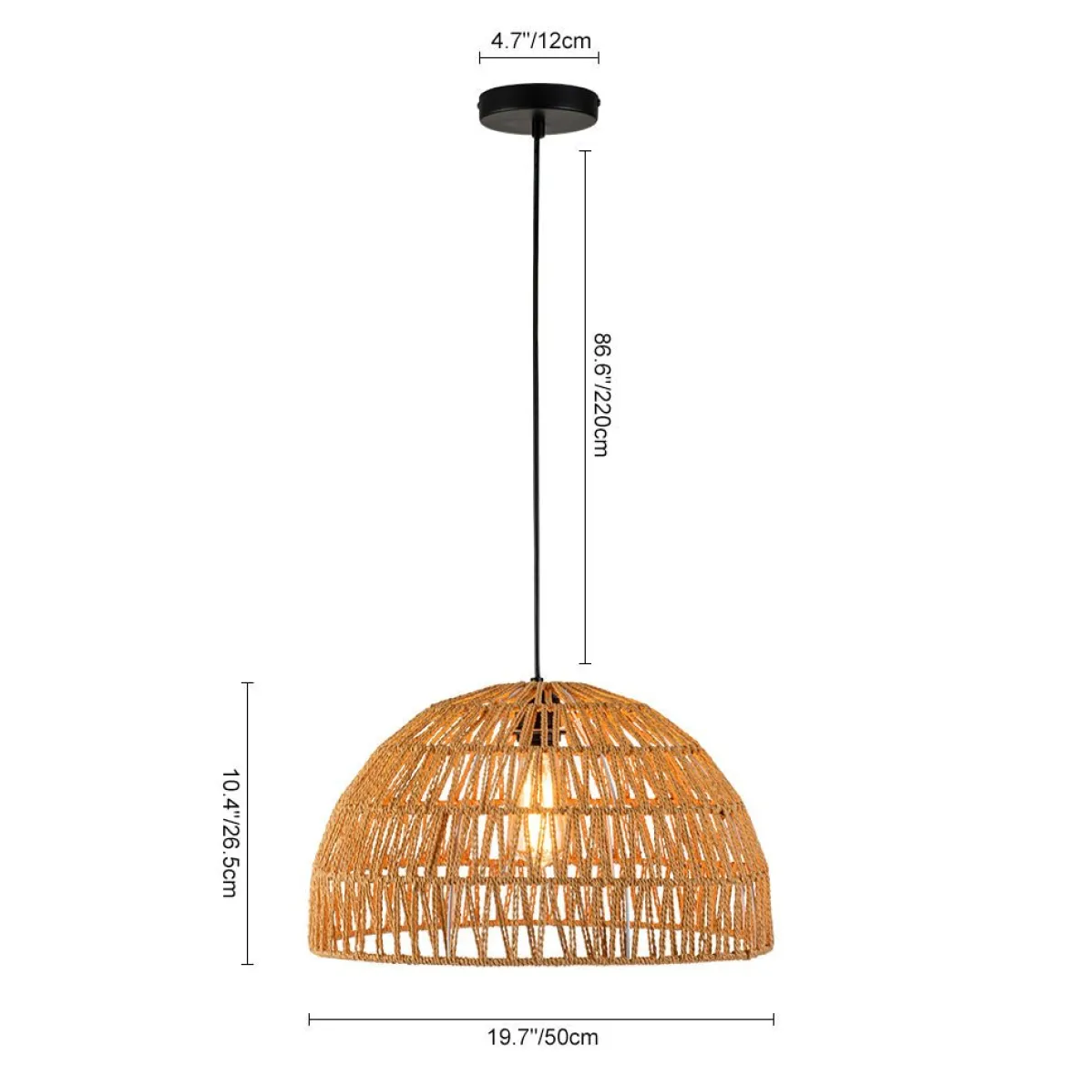 (OpenBox) 1-Light Coastal Bohemian Woven Rope Dome Pendant