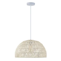 (OpenBox) 1-Light Coastal Bohemian Woven Rope Dome Pendant