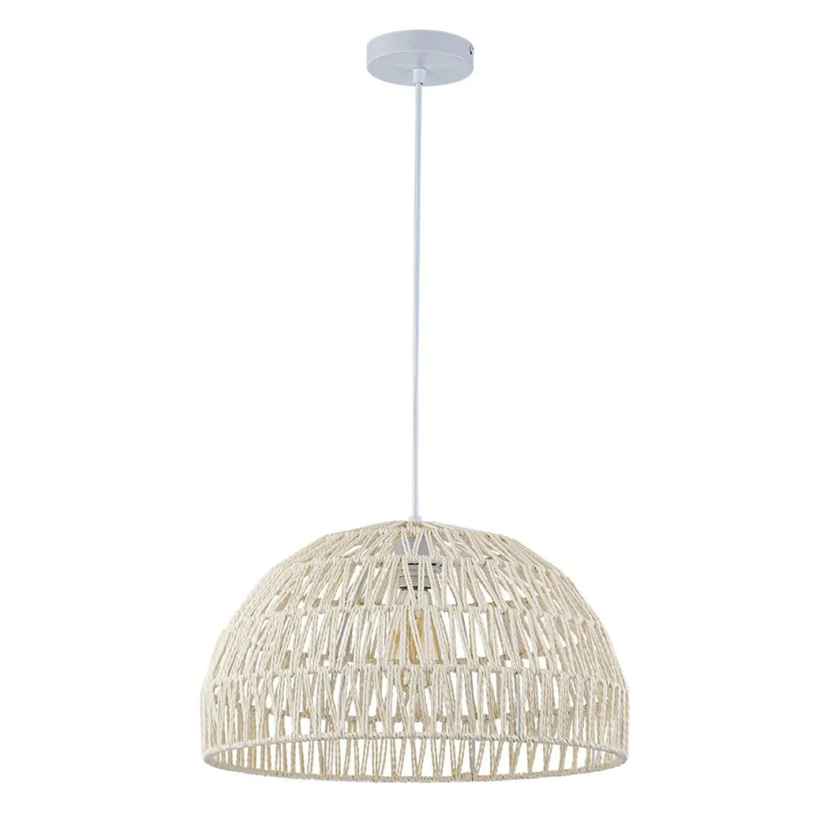 (OpenBox) 1-Light Coastal Bohemian Woven Rope Dome Pendant