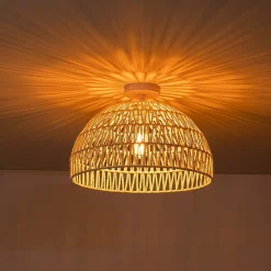 (OpenBox) 1-Light Coastal Bohemian Woven Rope Dome Pendant