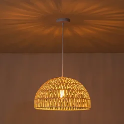 (OpenBox) 1-Light Coastal Bohemian Woven Rope Dome Pendant