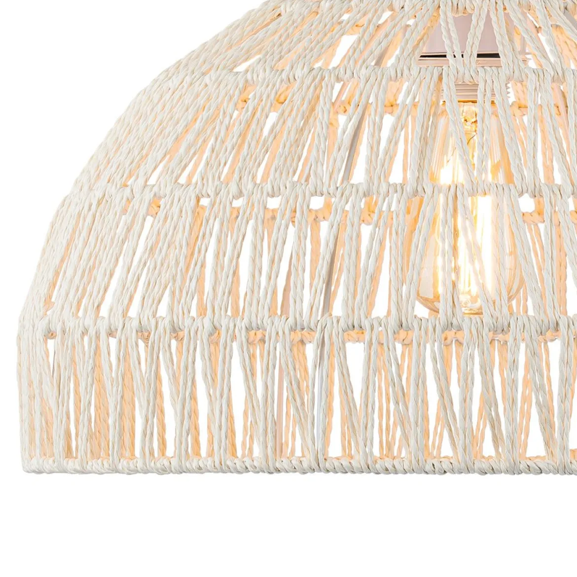 (OpenBox) 1-Light Coastal Bohemian Woven Rope Dome Pendant