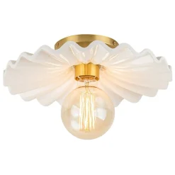 (OpenBox) 1-Light Creamy Ceramic Shade Semi Flush Mount