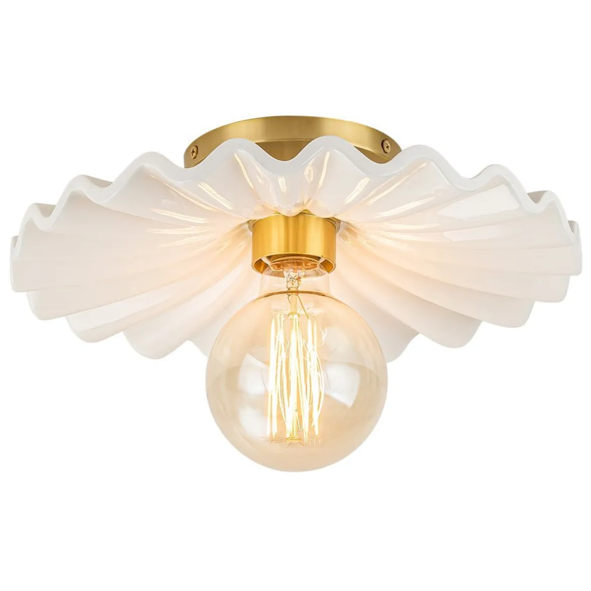 (OpenBox) 1-Light Creamy Ceramic Shade Semi Flush Mount