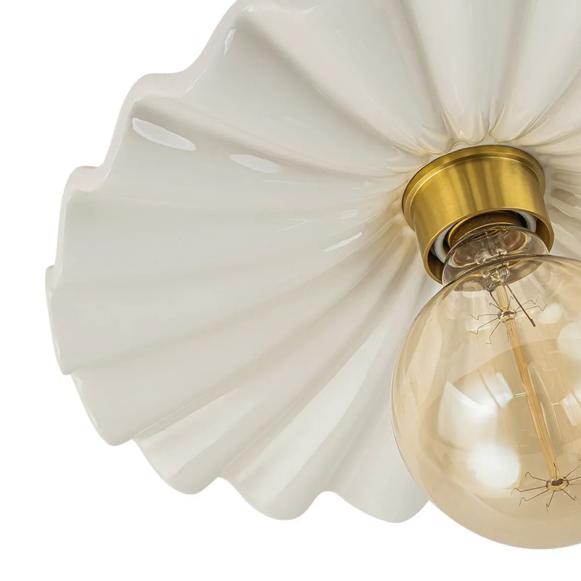 (OpenBox) 1-Light Creamy Ceramic Shade Semi Flush Mount