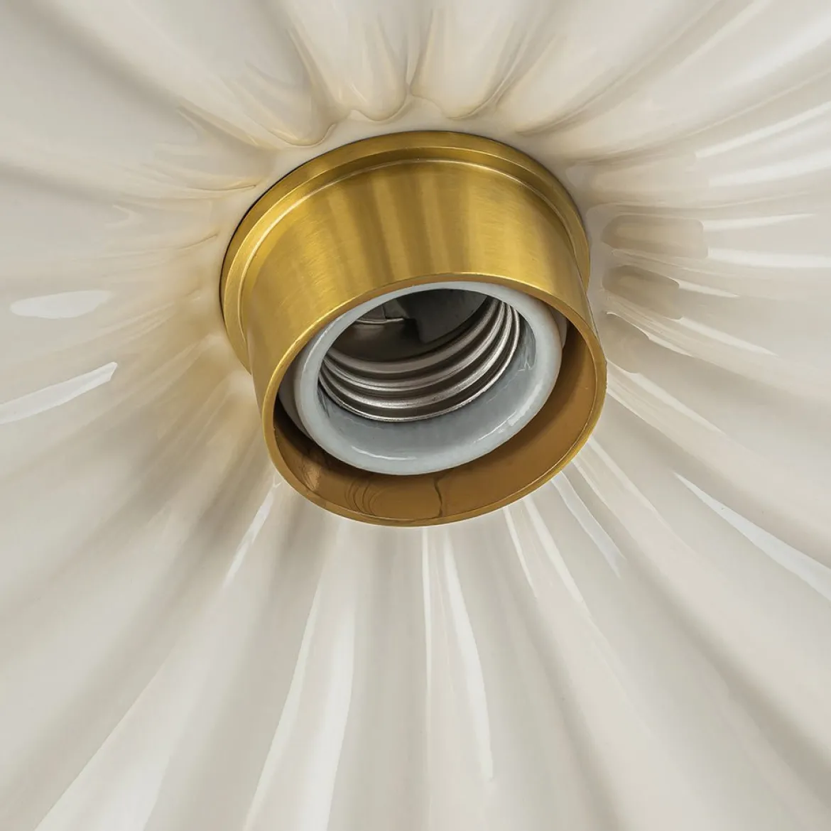 (OpenBox) 1-Light Creamy Ceramic Shade Semi Flush Mount