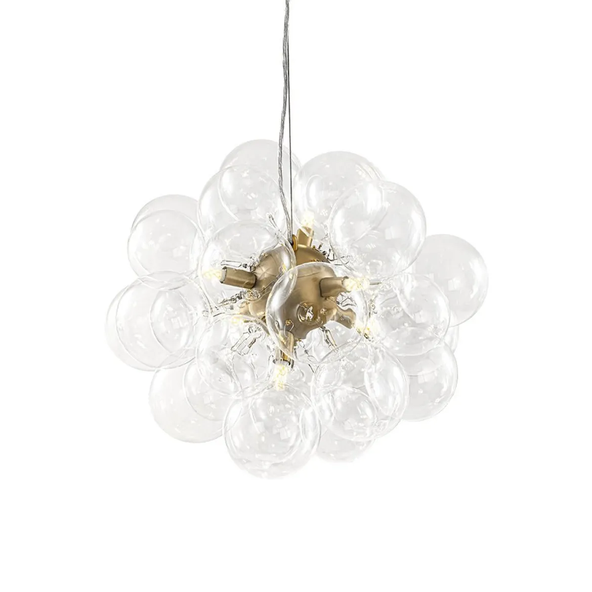 (OpenBox) 6-Light Dimmable Brass Cluster Clear Glass Bubble Sphere Chandelier
