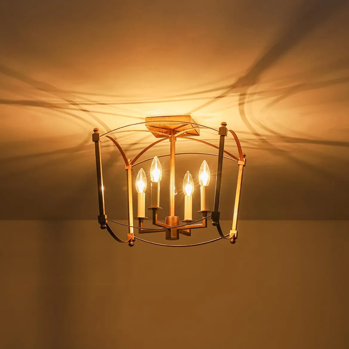 (OpenBox) 4-light French Antique Candle Style Lantern Semi Flush