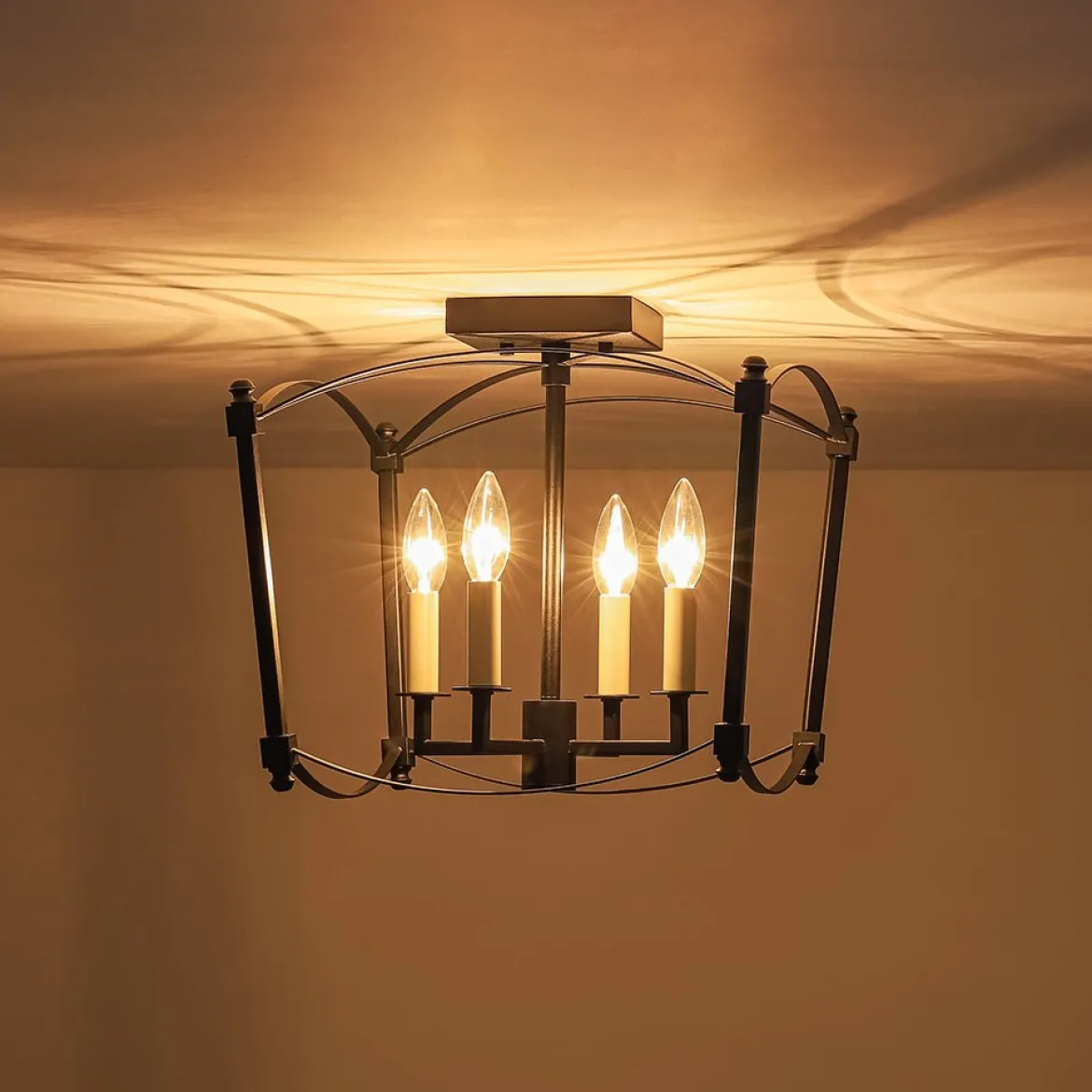 (OpenBox) 4-light French Antique Candle Style Lantern Semi Flush