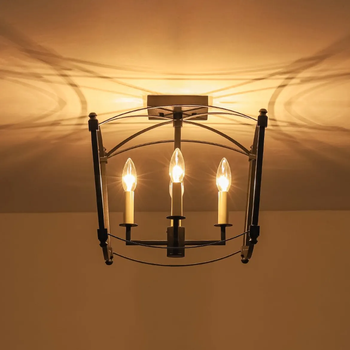 (OpenBox) 4-light French Antique Candle Style Lantern Semi Flush