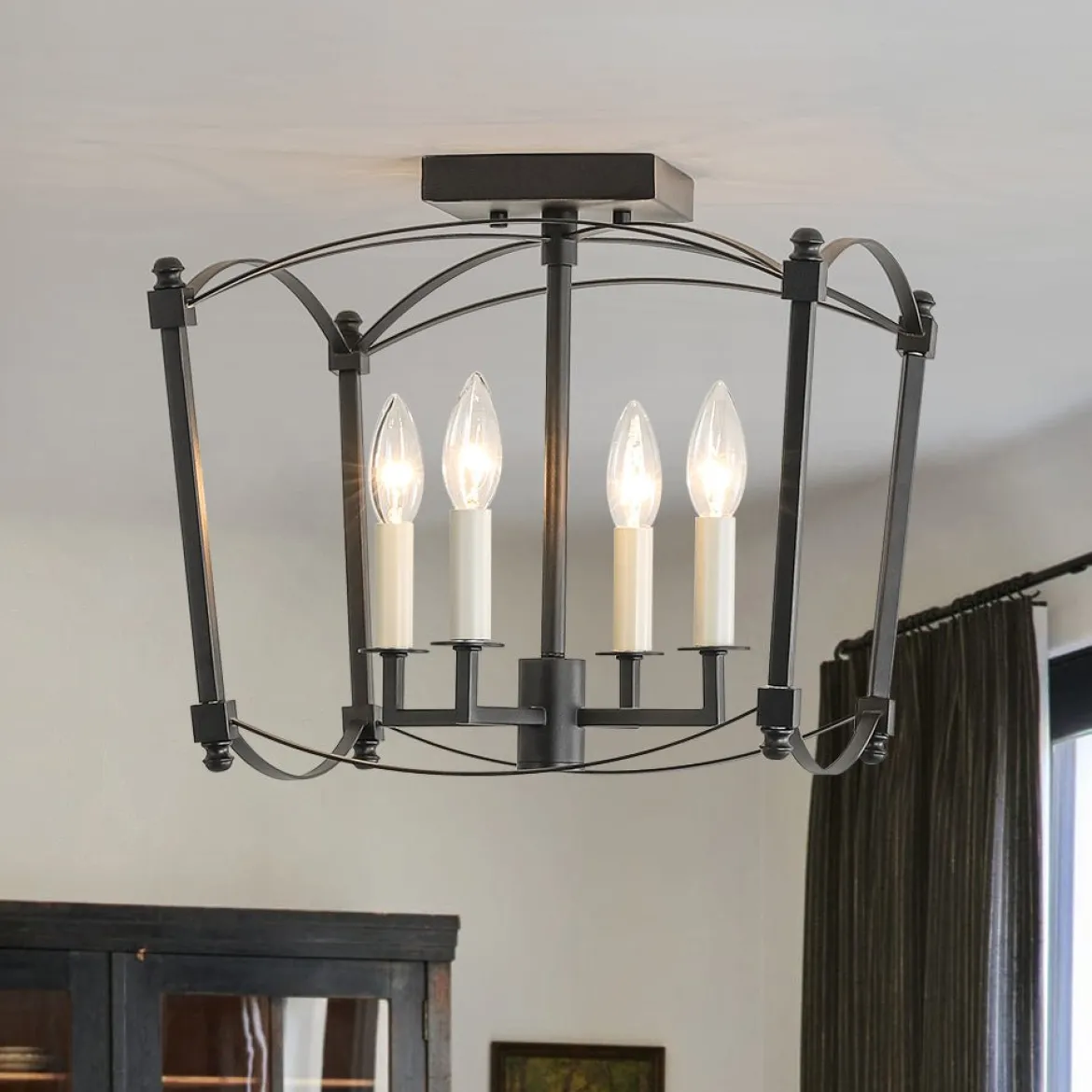 (OpenBox) 4-light French Antique Candle Style Lantern Semi Flush