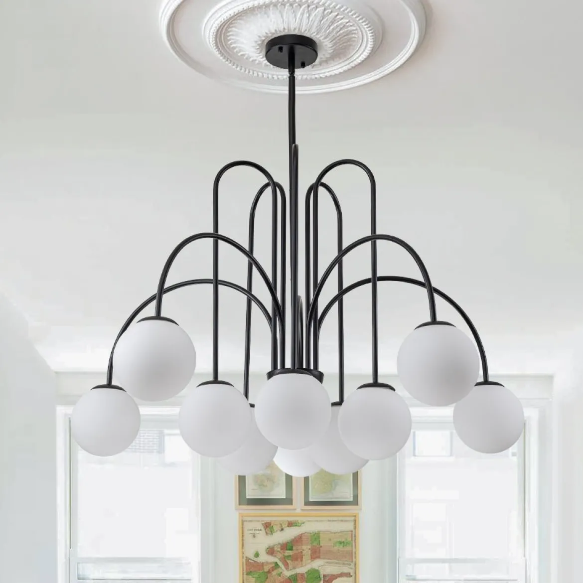 (OpenBox) 10-Light Frosted Glass Globe Bubble Chandelier