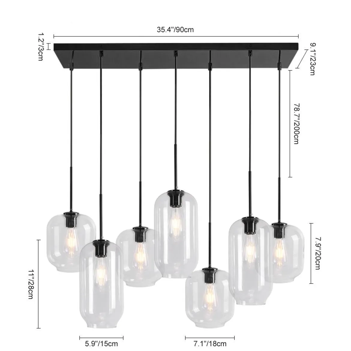 (OpenBox) 7-light Kitchen Island Cluster Pendant Chandelier