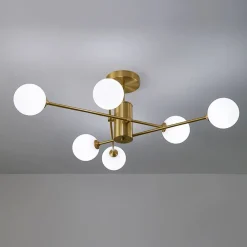 (OpenBox) 6-Light Opal Glass Globe Linear Sputnik Semi Flush