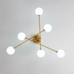 (OpenBox) 6-Light Opal Glass Globe Linear Sputnik Semi Flush
