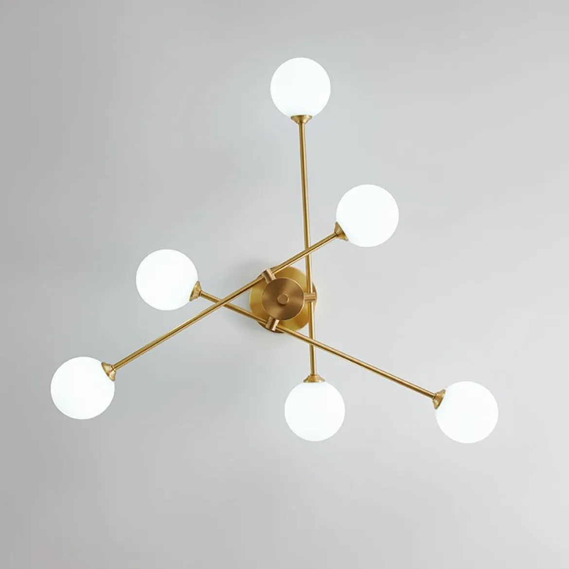 (OpenBox) 6-Light Opal Glass Globe Linear Sputnik Semi Flush