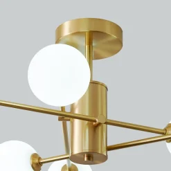 (OpenBox) 6-Light Opal Glass Globe Linear Sputnik Semi Flush