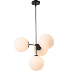 (OpenBox) 4-Light Opal Glass Globe Sputnik Semi Flush Chandelier