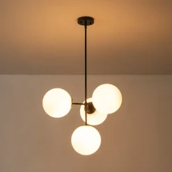 (OpenBox) 4-Light Opal Glass Globe Sputnik Semi Flush Chandelier