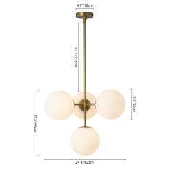 (OpenBox) 4-Light Opal Glass Globe Sputnik Semi Flush Chandelier