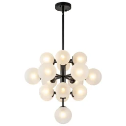 (OpenBox) Mid-Century Frosted Glass Bubble Tiered Sputnik Chandelier