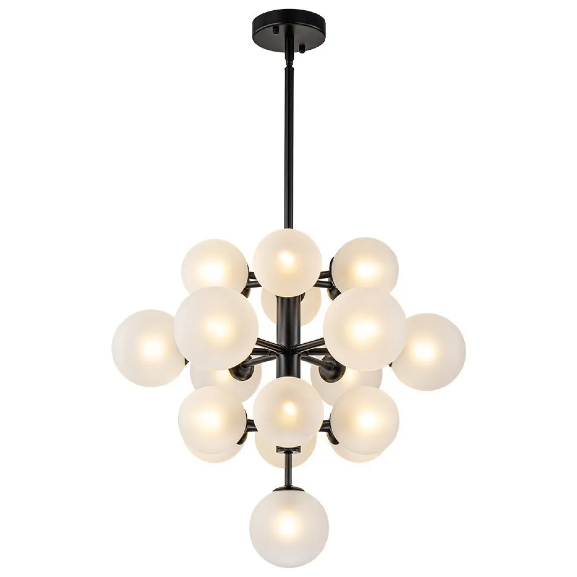 (OpenBox) Mid-Century Frosted Glass Bubble Tiered Sputnik Chandelier
