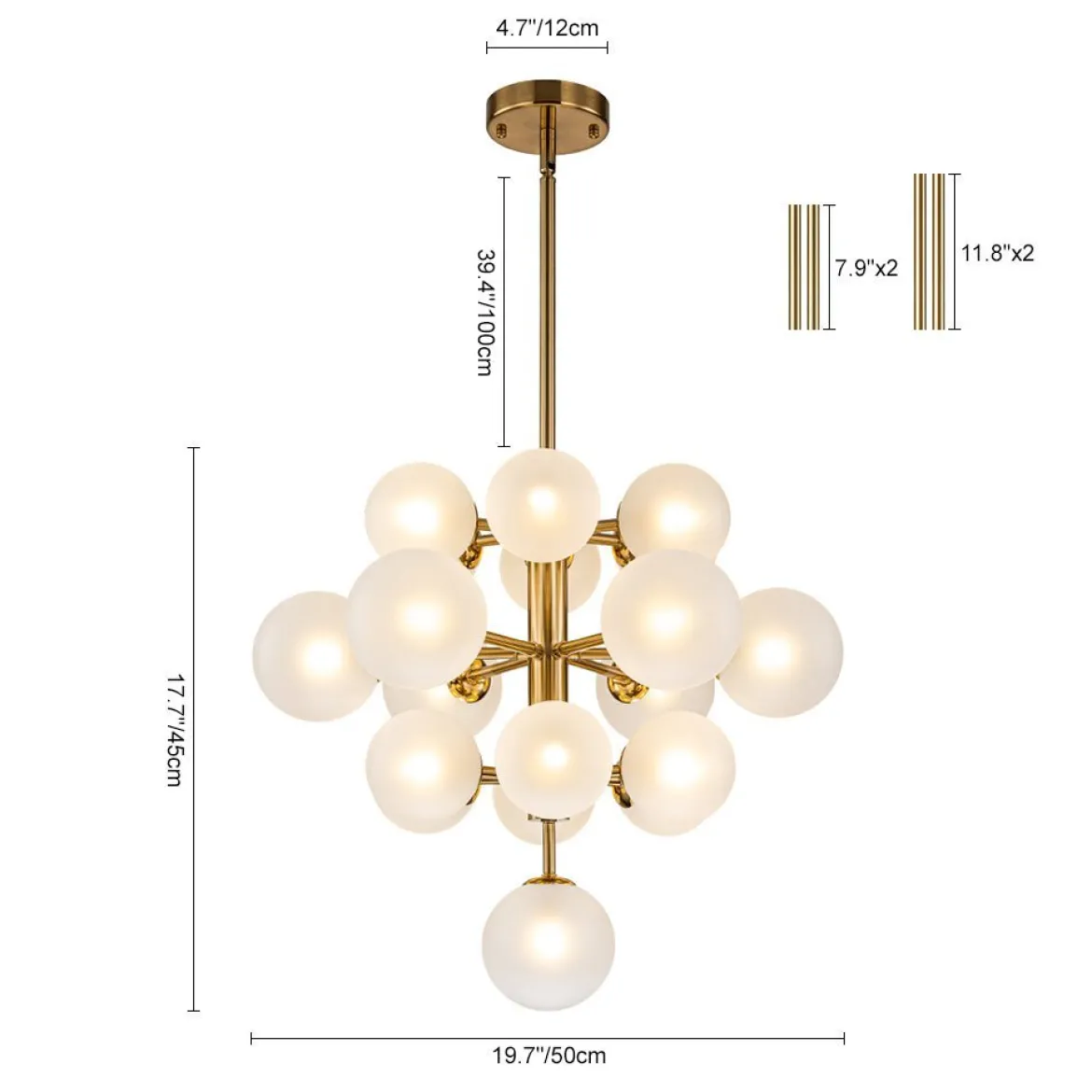 (OpenBox) Mid-Century Frosted Glass Bubble Tiered Sputnik Chandelier