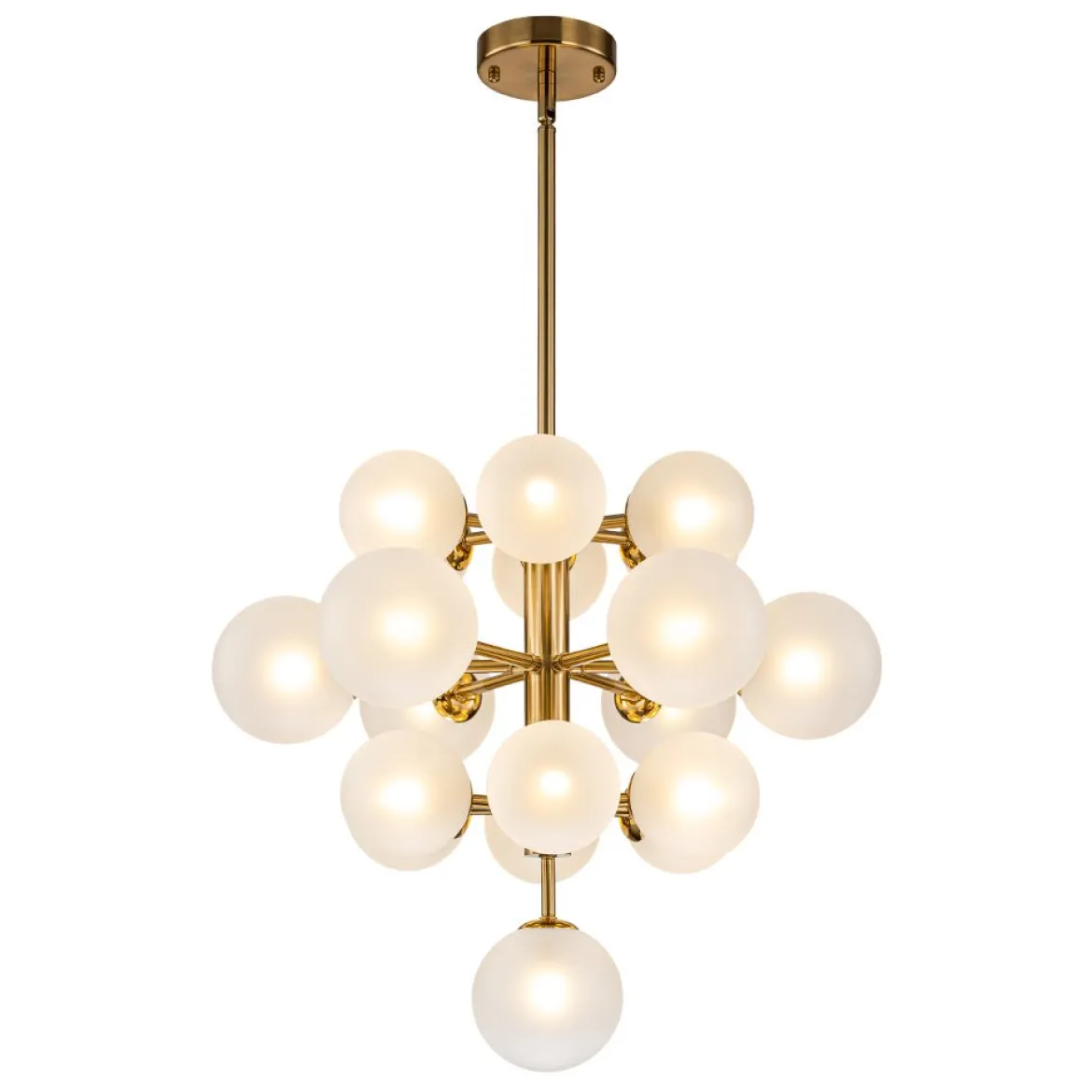 (OpenBox) Mid-Century Frosted Glass Bubble Tiered Sputnik Chandelier