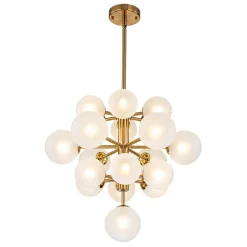 (OpenBox) Mid-Century Frosted Glass Bubble Tiered Sputnik Chandelier