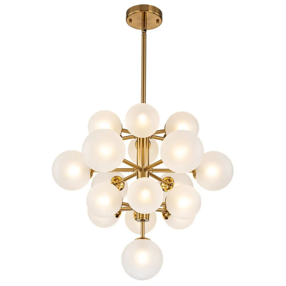 (OpenBox) Mid-Century Frosted Glass Bubble Tiered Sputnik Chandelier
