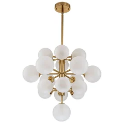 (OpenBox) Mid-Century Frosted Glass Bubble Tiered Sputnik Chandelier