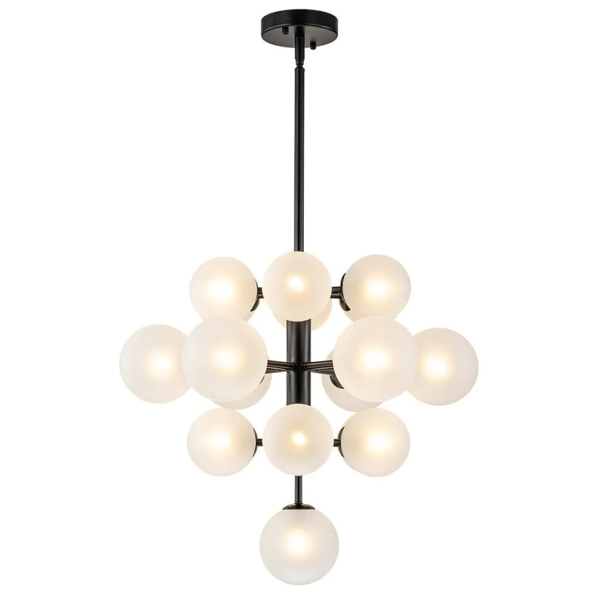 (OpenBox) Mid-Century Frosted Glass Bubble Tiered Sputnik Chandelier
