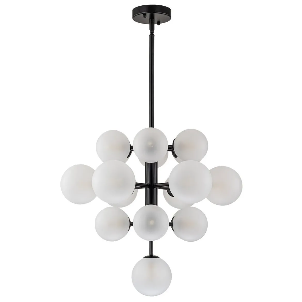 (OpenBox) Mid-Century Frosted Glass Bubble Tiered Sputnik Chandelier