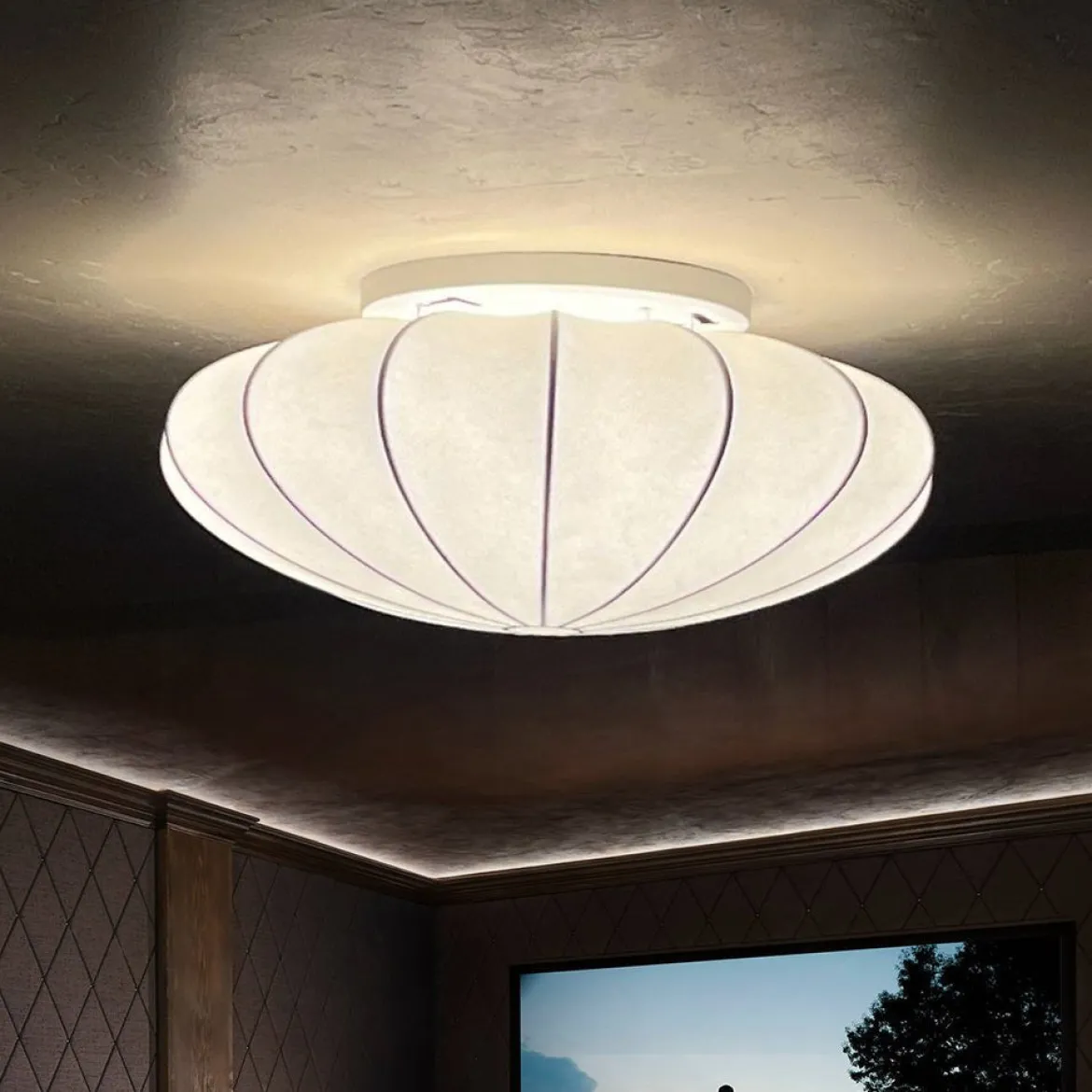(OpenBox) Mid-Century Modern White Flush Mount Light