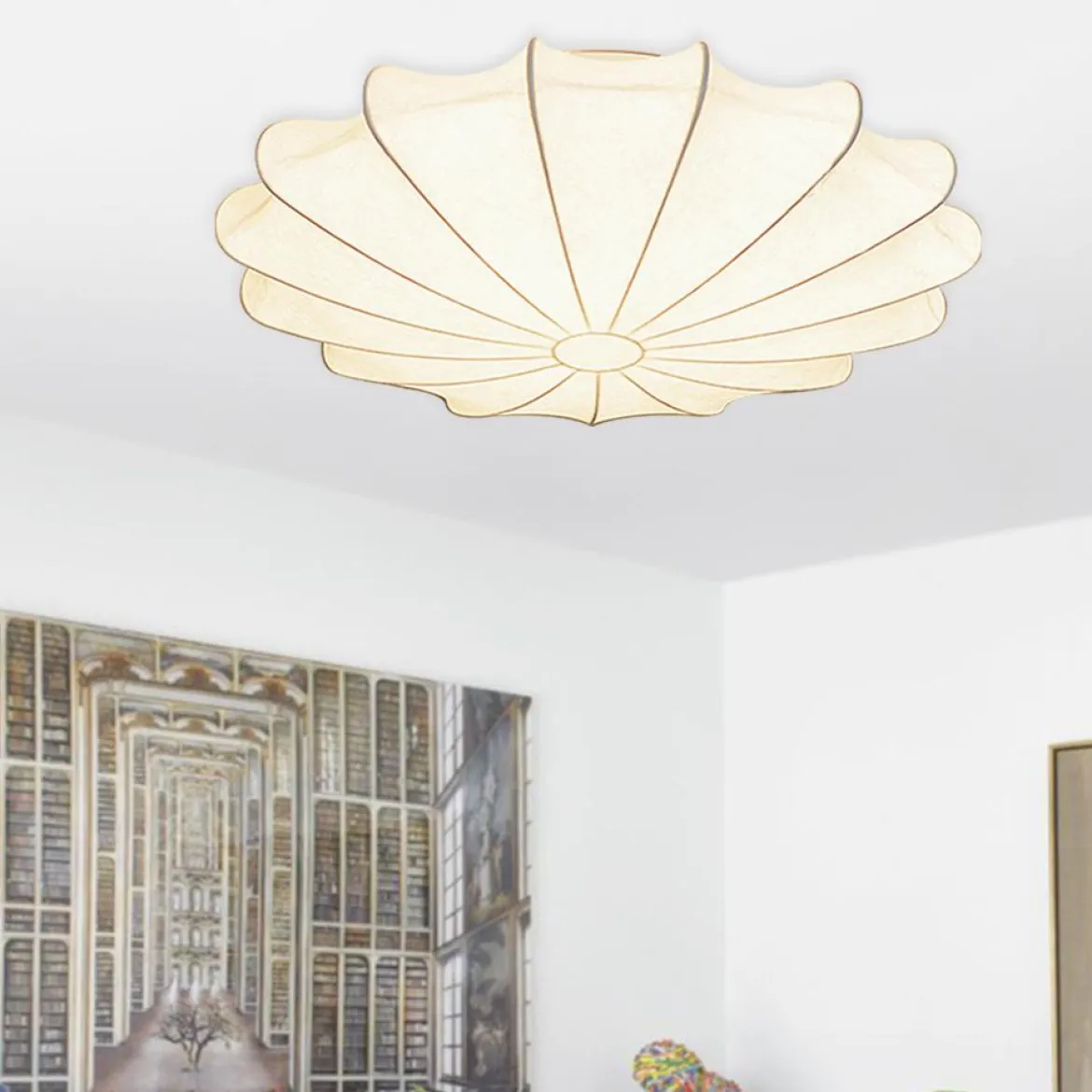 (OpenBox) Mid-Century Modern White Flush Mount Light