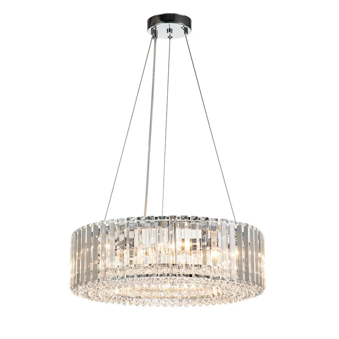 (OpenBox) Modern Chrome Round Drum Crystal Chandelier