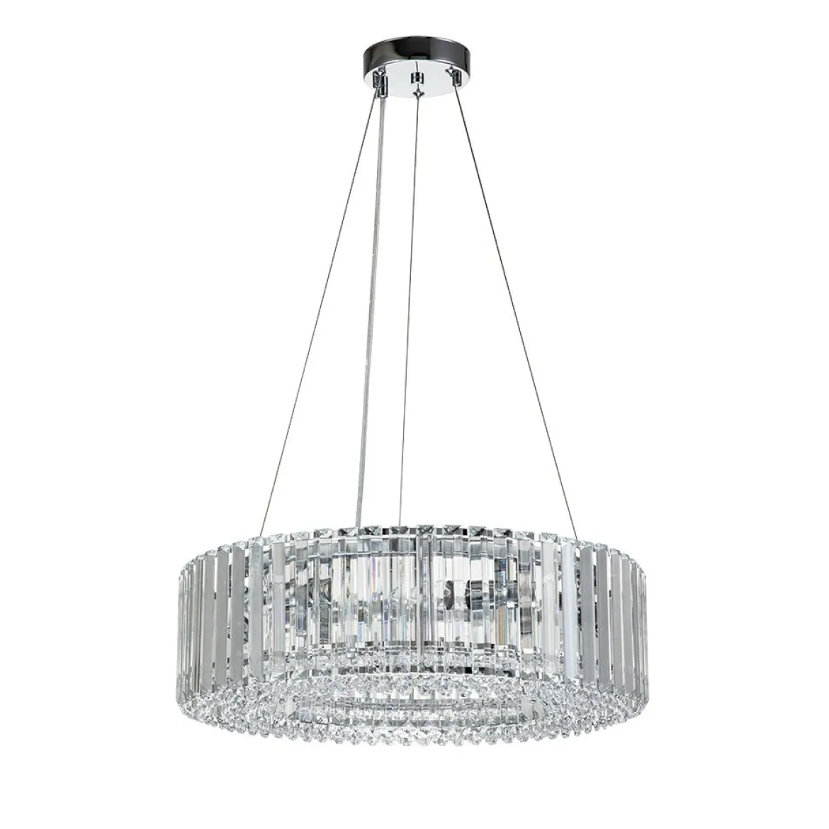 (OpenBox) Modern Chrome Round Drum Crystal Chandelier