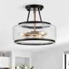 (OpenBox) Modern Farmhouse Drum Glass Semi Flush Mount