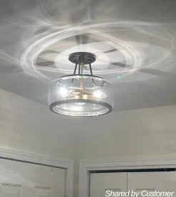 (OpenBox) Modern Farmhouse Drum Glass Semi Flush Mount